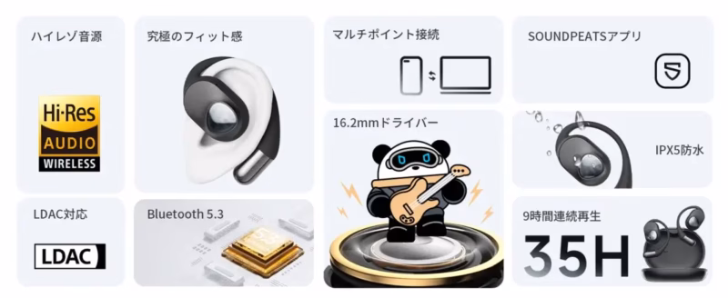 SOUNDPEATS GoFree2 – 好きな音楽を好きな場所で。付け心地「○」なオープンイヤー & ワイヤレスイヤホン 11 4 1 bc626179 d500 4ab0 968b 54f93953ef22